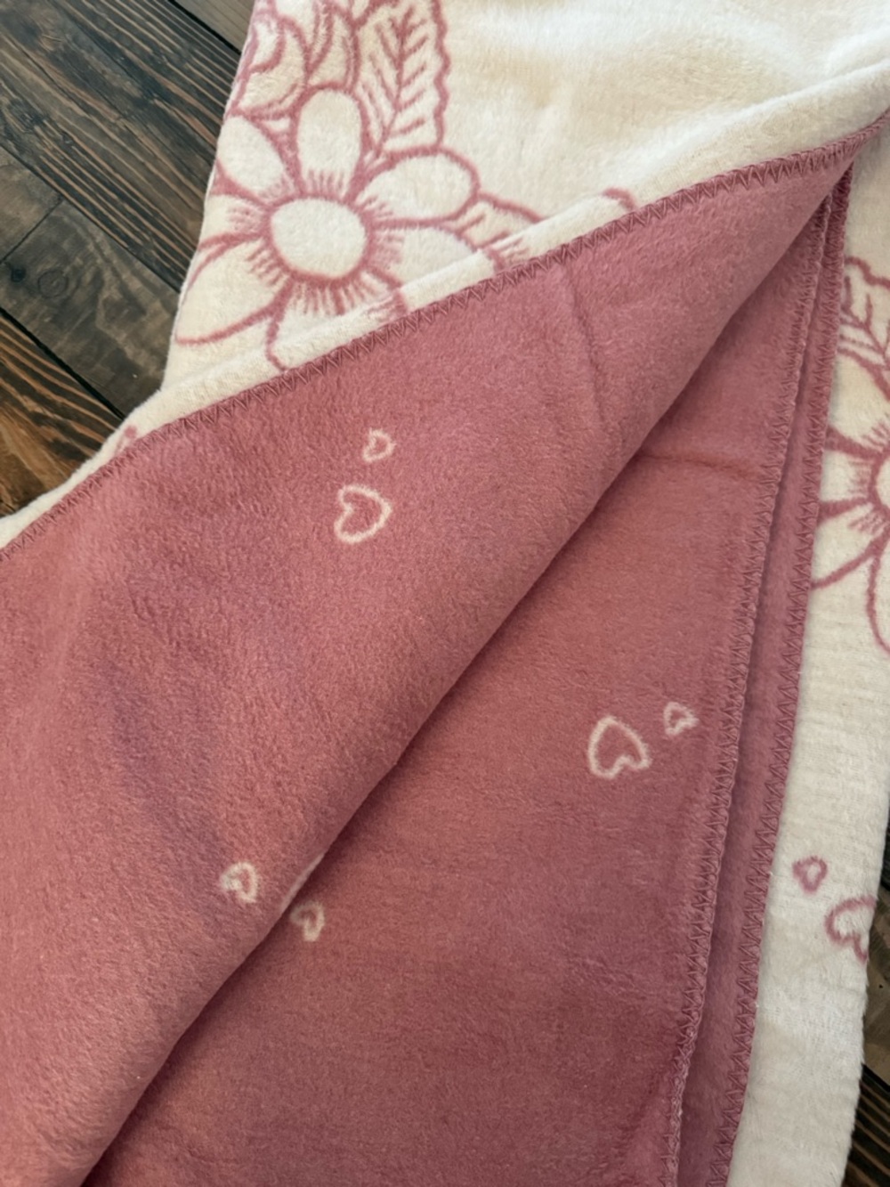 Pink Floral & Heart Granny Throw Blanket